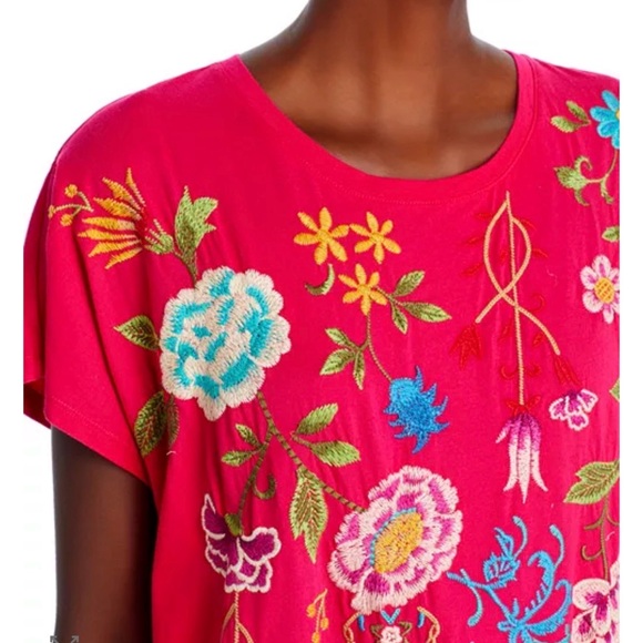 Johnny Was Sheri relaxed knit dress w/bold floral embroidery - Picture 3 of 9